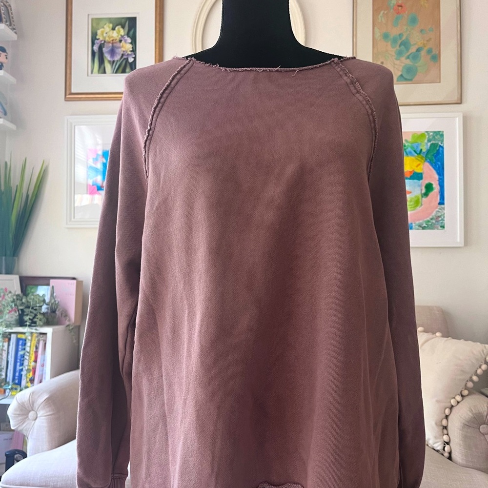 Aerie distressed mauve crewneck sweatshirt